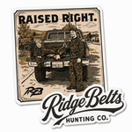 RIDGE BELTS RAISED RIGHT STICKER 2 PACK
